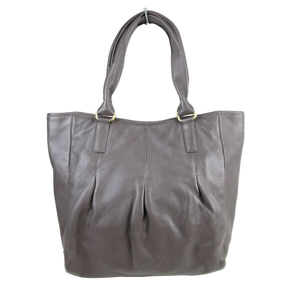 LARGE Cole Haan GRAY GENUINE LEATHER TOTE TOP HANDLES SHOULDER BAG HANDBAG PURSE - Picture 5 of 13